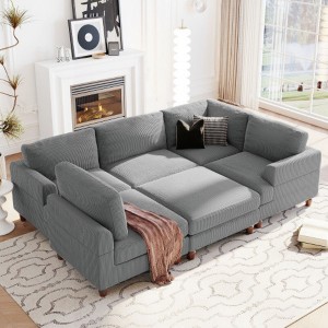 Modular Sectional Sofa with Ottoman L Shaped Corner Sectional for Living Room, Office, Spacious Space - 1 of 4