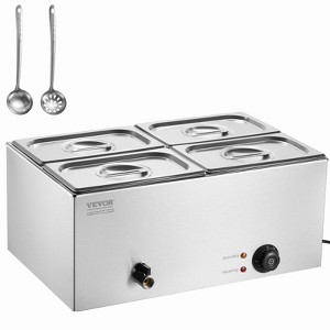 VEVOR 4-Pan Commercial Food Warmer, 15.9QT Electric Steam Table, 1200W Professional Countertop Stainless Steel Buffet Bain Marie - 1 of 4