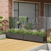 Wooakway Black Metal Planter Box with Trellis Raised Garden Bed with Arbor Privacy Screen with Wheels - 3 of 4