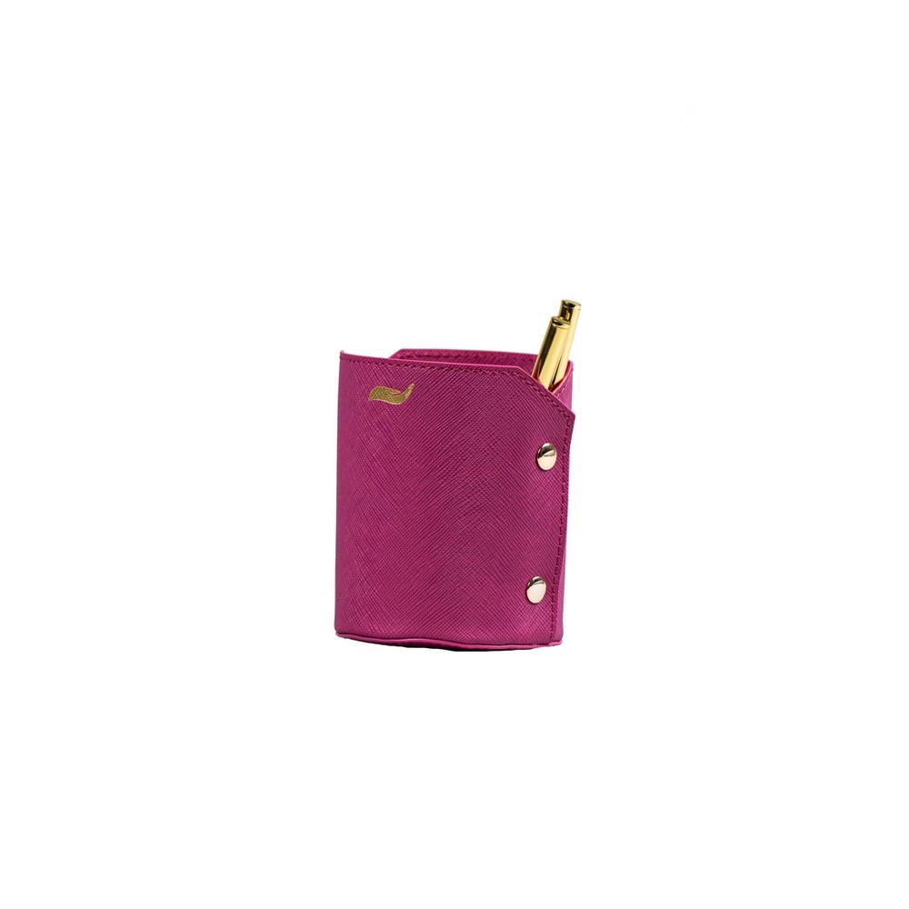 Elevation by Tina Wells Saffiano Vegan Leather Pen Holder Cup, 3 Pack, Purple.