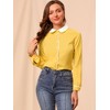 Allegra K Women's Vintage Button Down Contrast Peter Pan Collar Office Work Blouse - 3 of 4