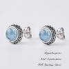Birthstone Stud Earrings - 925 Sterling Silver with Real Crystal, Antiqued Boho Style - 3 of 4