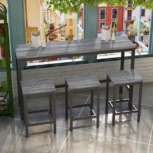 4pcs/set Kitchen Dining Table And Chairsset 3pcs Chairs With 1pc Well-crafted Table For Home, Kitchen Dining Room - 1 of 3