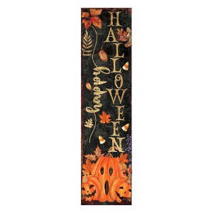 HomeRoots 36" Black And Orange Halloween Jack-O-Lantern Solid Wood Porch Sign - 1 of 4