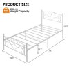 Twin Metal Bed Frame for Girls & Boys with Headboard, Strong Metal Slats Support, No Box Spring Needed Noise Free, White - 2 of 4