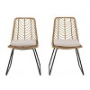 PAGED 17.5" Boho Industrial Patio Accent Chairs (Set of 2), Wicker Rattan Club Chairs with Cushions, Outdoor Dining Seating Furniture - 2 of 4