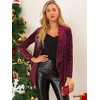 INSPIRE CHIC Women's Shawl Collar Pocket Open Front Velvet Cardigan - 2 of 4