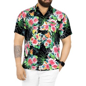 HAPPY BAY Men's Hawaiian Short Sleeve Button Down Shirt Floral Shirt Men Summer Beach Casual Holiday Tropical Shirts for Men Funny - 1 of 4