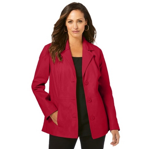 Roaman's Women's Plus Size Long Wool-blend Coat, 30 W - Deep Crimson :  Target