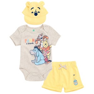 Disney Pixar Baby Bodysuit, Shorts and Baseball Cap 3 Piece Outfit Set Newborn to Infant - 1 of 4