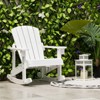 Infans 2PCS Kid Adirondack Rocking Chair Outdoor Solid Wood Slatted seat Backrest White - 4 of 4