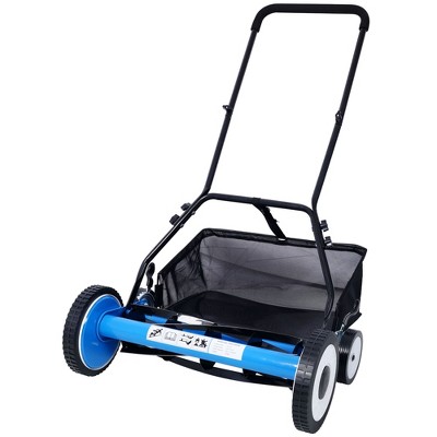 SEVOBAL Wheelbarrows and Lawn Carts 5-Blade Push Reel Lawn Mower with Grass Catcher for Eco-Friendly Lawn Maintenance, Blue, 41.3"*26"*32.9"