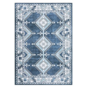 Washable Vintage Rug Non Slip Low Pile Rug Soft Throw Floor Cover Foldable Indoor Carpet for Living Room Bedroom Playroom Nursery - 1 of 4