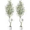 Faux Olive Tree–Artificial Tree with Curved Wood Trunk & Lifelike Fruits,Ideal for Home, Office - 2 of 4
