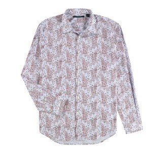 Perry Ellis Mens Gingham Paisley Button Up Shirt - 1 of 2