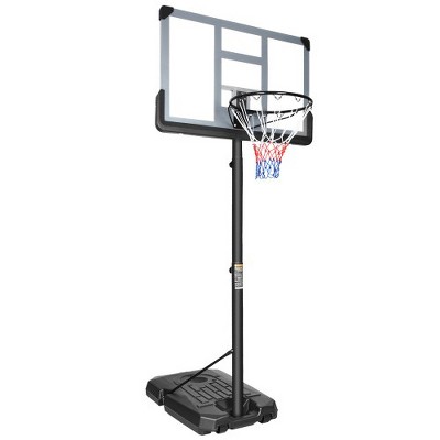 Portable Basketball Hoop Backboard System Stand Height Adjustable 6.6ft - 10ft with 44 Inch Backboard and Wheels, Transparent