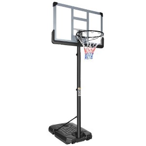 Portable Basketball Hoop Backboard System Stand Height Adjustable 6.6ft - 10ft with 44 Inch Backboard and Wheels, Transparent - 1 of 4