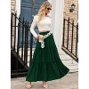 Women's Boho Beach Maxi Skirt - High Waist Flowy Pleated & Ruffle Long Skirt with Pockets Dark Green - 2 of 4