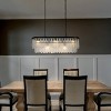 ALOADECOR 5-Light 39'' Matte Black Rectangle Elegant Textured Glass Chandelier Vintage Art Glass Pendant Light For Dining Room Ktichen Island - 2 of 4