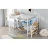 Okak Full Size Metal Bunk Bed with Desk & Storage Staircase & Safety Fence Loft Bed with Small Wardrobe & LED for Kids Teens Easy Assemble, White - 2 of 4