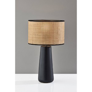 Sheffield Table Lamp Black - Adesso: Coastal Rattan Shade, Ceramic Base, ETL Listed, No Assembly Required - 1 of 3