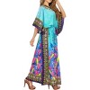 HAPPY BAY Women's House Daily Routine Evening Wear Maxi Slit Dresses Caftan Dashiki Casual Long Cover up Caftans for Women Plus One Size Blue,Floral - 3 of 4