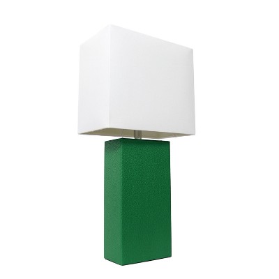 Modern Leather Table Lamp with White Fabric Shade