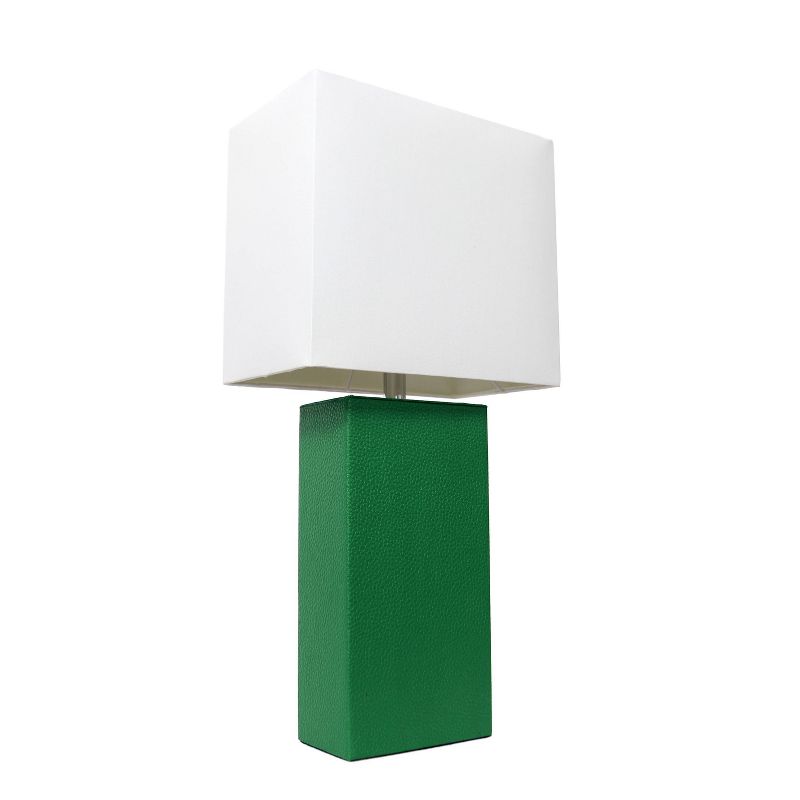 Modern Leather Table Lamp with White Fabric Shade, 1 of 7