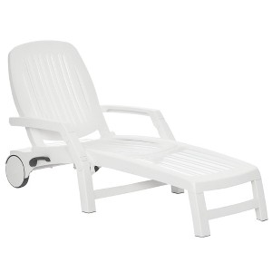 Aghana Digitals White Foldable Outdoor Lounge Chair with 5-Level Recline, Storage Box, Wheels & - 1 of 4