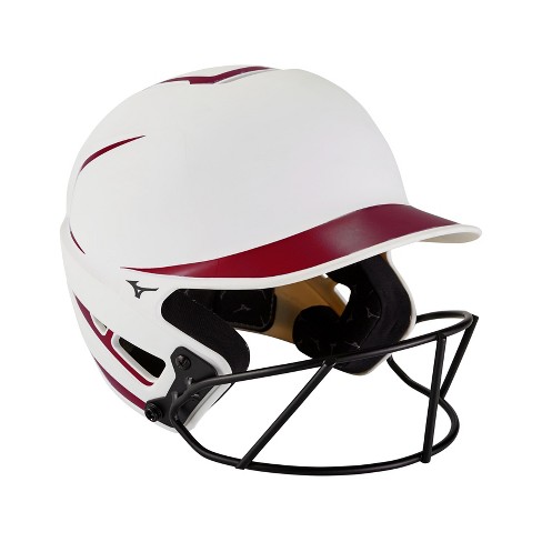 Red Baseball Or Softball Batting Helmet On White Background Stock