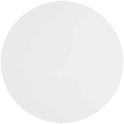 White Round Wood Coffee Table with Black Iron Base