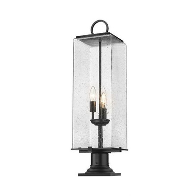 Sana Black 3-Light Outdoor Lantern with Seeded Glass