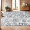 Washable Vintage Floral Area Rug,Boho Non-Slip Indoor Foldable Carpet,Stain Resistant Distressed Print Mat for Living Room/Bedroom/Kitchen/Dining Room - 4 of 4