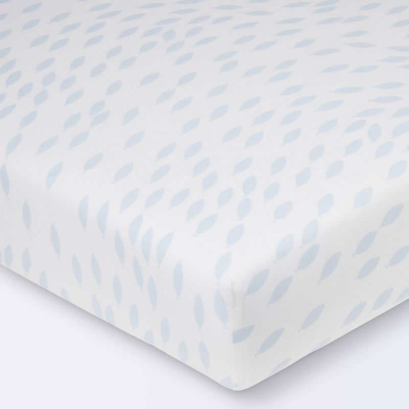 Fitted Crib Sheet - Cloud Island&#8482; School of Fish Light Blue and White, 1 of 7