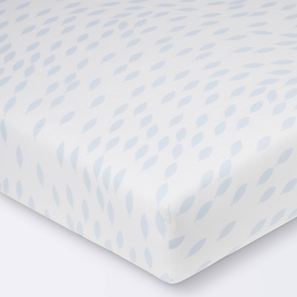 Photos - Bed Linen Fitted Crib Sheet - Cloud Island™ School of Fish Light Blue and White