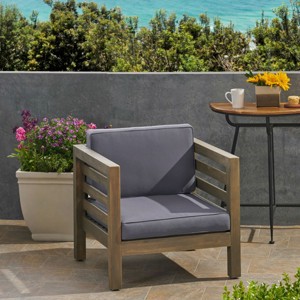 Modern Patio Arm Chair,High-quality Patio Chair With Acacia Wood Frame,Patio Chairs With Cushions -Maison Boucle - 1 of 4
