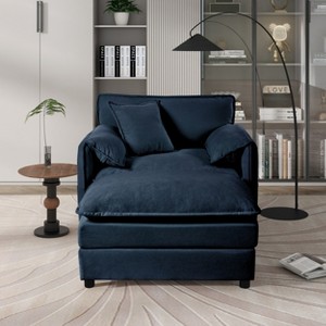 41.73" Chenille Cloud Lounge Single Sofa with Pillow and Movable Ottoman - 1 of 4