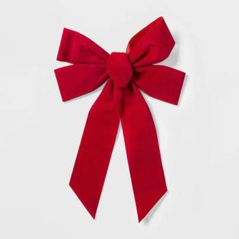 1ct Velvet Christmas Bow Topper Red - Wondershop™