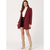 INSPIRE CHIC Women's Notch Lapel Double Breasted Belted Mid Long Outwear Winter Coat - 3 of 4