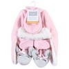 Hudson Baby Infant Girl Trapper Hat, Mitten and Bootie Set, Pink Gray Elephant - 2 of 4