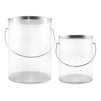 Cornucopia Brands Clear Plastic Paint Cans Gallon and Quart, Set of 2; Art Craft Paint Buckets NOT for Liquids or Heavy Objects