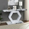 Glam Faceted Mirrored Console Table,Dual-Tier Luxury Entryway Table with Diamond Glass Accents for Modern Living Room or Foyer-Maison Boucle - 2 of 4