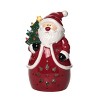 Transpac Ceramic 9.5 in. Red Christmas Light Up Santa Tree - 2 of 4