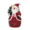 Transpac Ceramic 9.5 in. Red Christmas Light Up Santa Tree - image 2 of 4