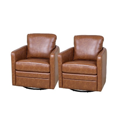 Set of 2 Hugo Transitional Wooden Upholstered Swivel Chair With Metal Base For Bedroom And Living Room| Artful Living Design
