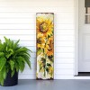 HomeRoots 36" Brown Green And Yellow Solid Wood Sunflowers Porch Sign - 2 of 4