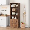 71'' Tall Farmhouse Bookcases 6 Tier Bookshelf with Drawer, Tall Narrow Bookcase with Shelves, Bookshelves Storage Organizer - 4 of 4