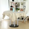 PiccoCasa Flower Printed Water Oil Resistant Vinyl Round Tablecloths Golden 71" Dia - 2 of 4