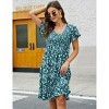 Coolmee Women Summer Midi Dress Maternity Floral Boho Wrap Short Sleeve V Neck Ruffle A-Line Flowy Sundress - 4 of 4