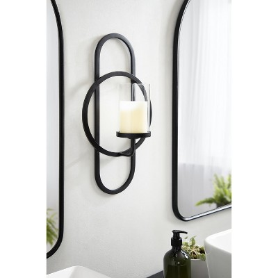 Jonas Black Metal Wall Sconce with Glass Cylinder